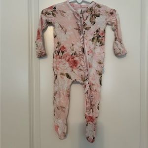 Baby bundle: copper pear peach swaddle, posh peanut floral pj and bunny pj